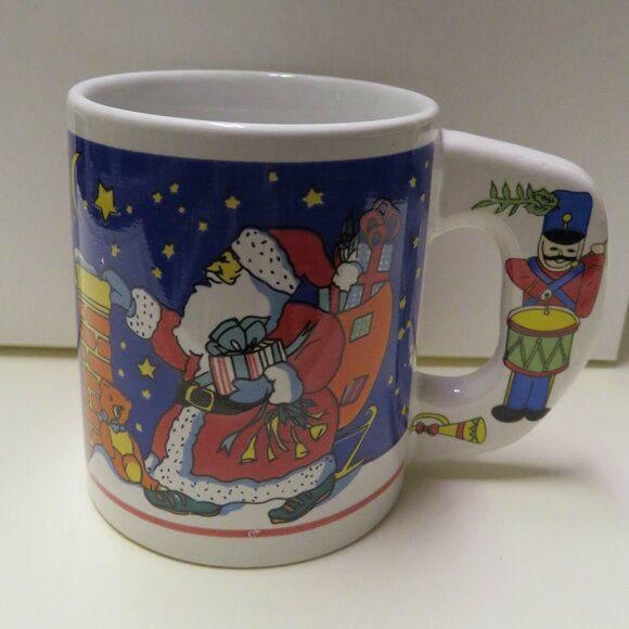 Pair XMAS Mugs Santa Reindeer Candy Canes (K667) - Picture 6 of 7